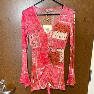 Hot pink bandana mini dress